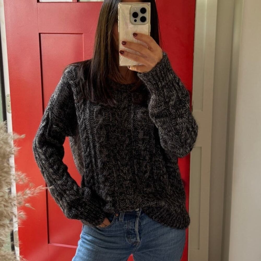 Vintage IRO Paris Mohair Wool Blend Sweater Made in Italy – Heathered Black Grey
